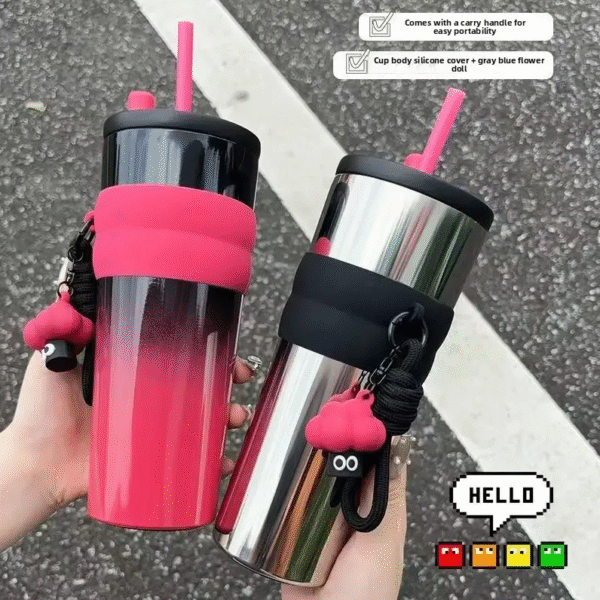 Imported 710ml SUS 316 Double Walled Stainless Steel Hot and Cold Tea Coffee Tumbler With Straw