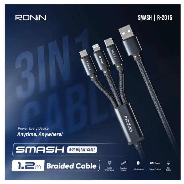 Ronin R2015 Smash 3 in 1 Data and Charging Cable
